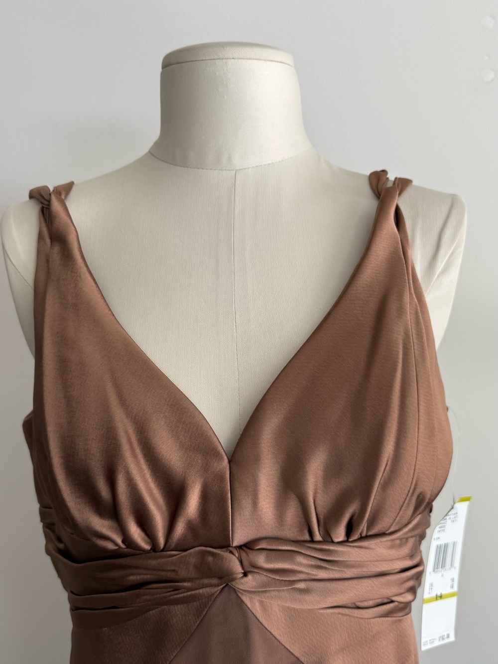 Anne Klein Chocolate Brown V-Neck Midi Dress - Picture 7 of 11
